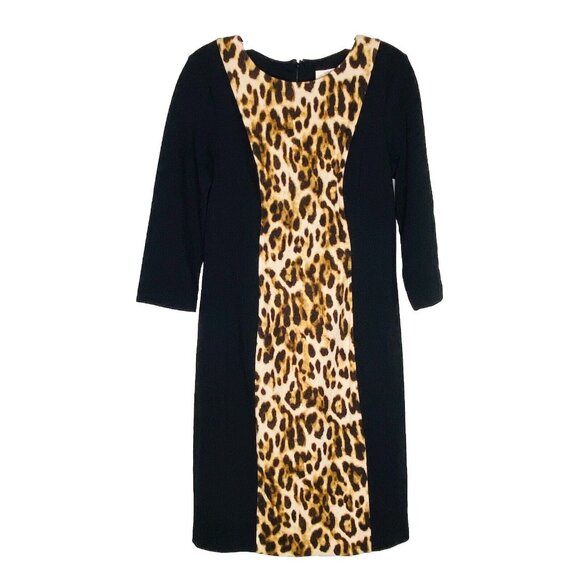 Chico's So Slimming Size 0 Black Leopard Print Stretch Dress XS - Picture 1 of 4